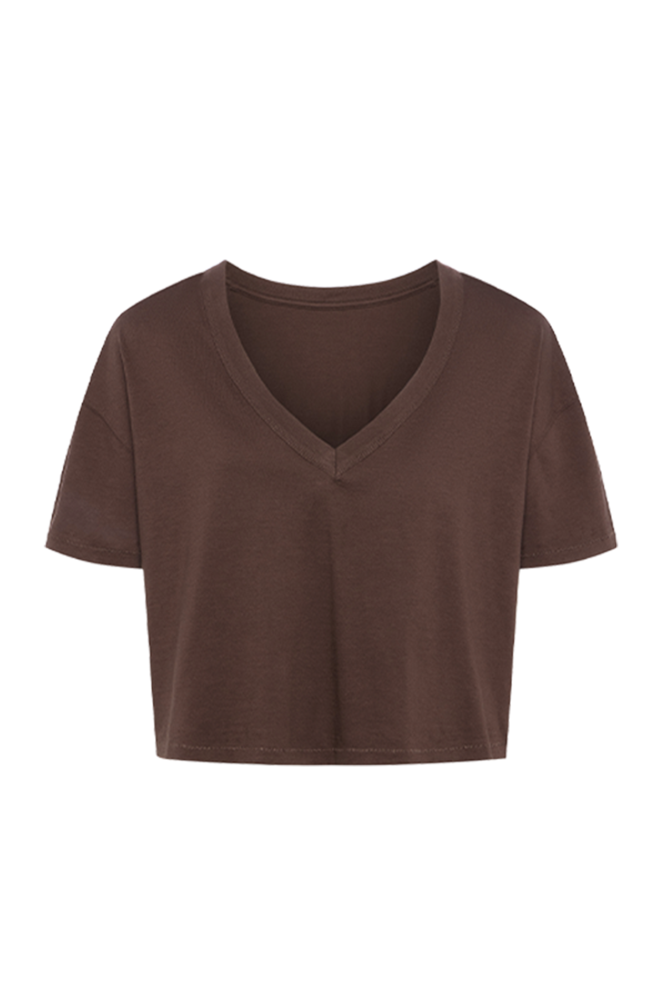 Boxy V-Neck Tee | Coffee