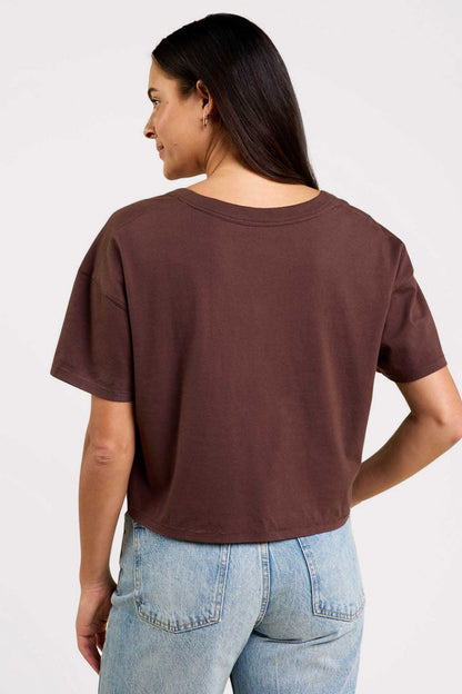Boxy V-Neck Tee | Coffee