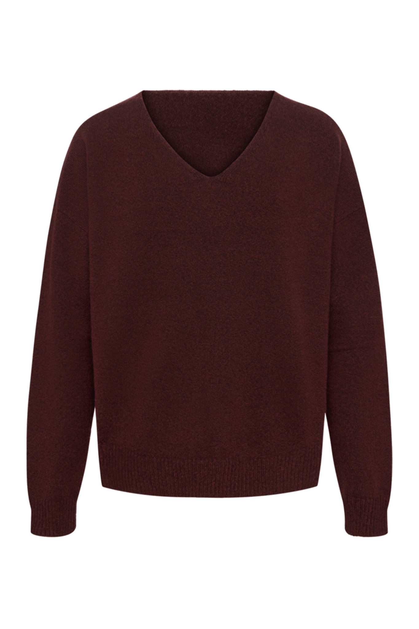 Cozy Knit V-Neck Sweater | Black Cherry