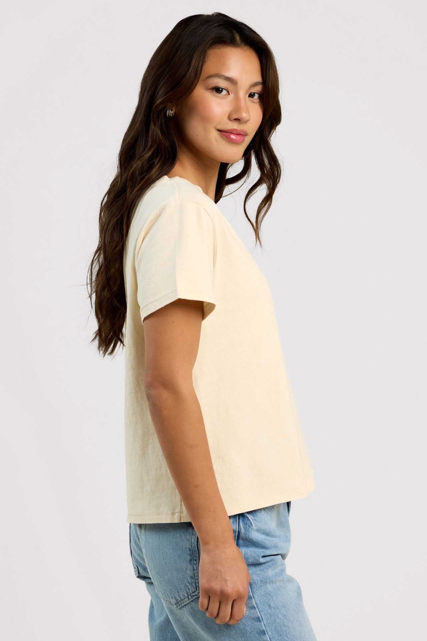 Vintage Cotton V-Neck Everyday T-Shirt | Bone