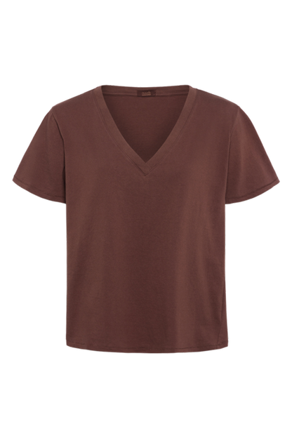 Vintage Cotton V-Neck Everyday T-Shirt | Coffee