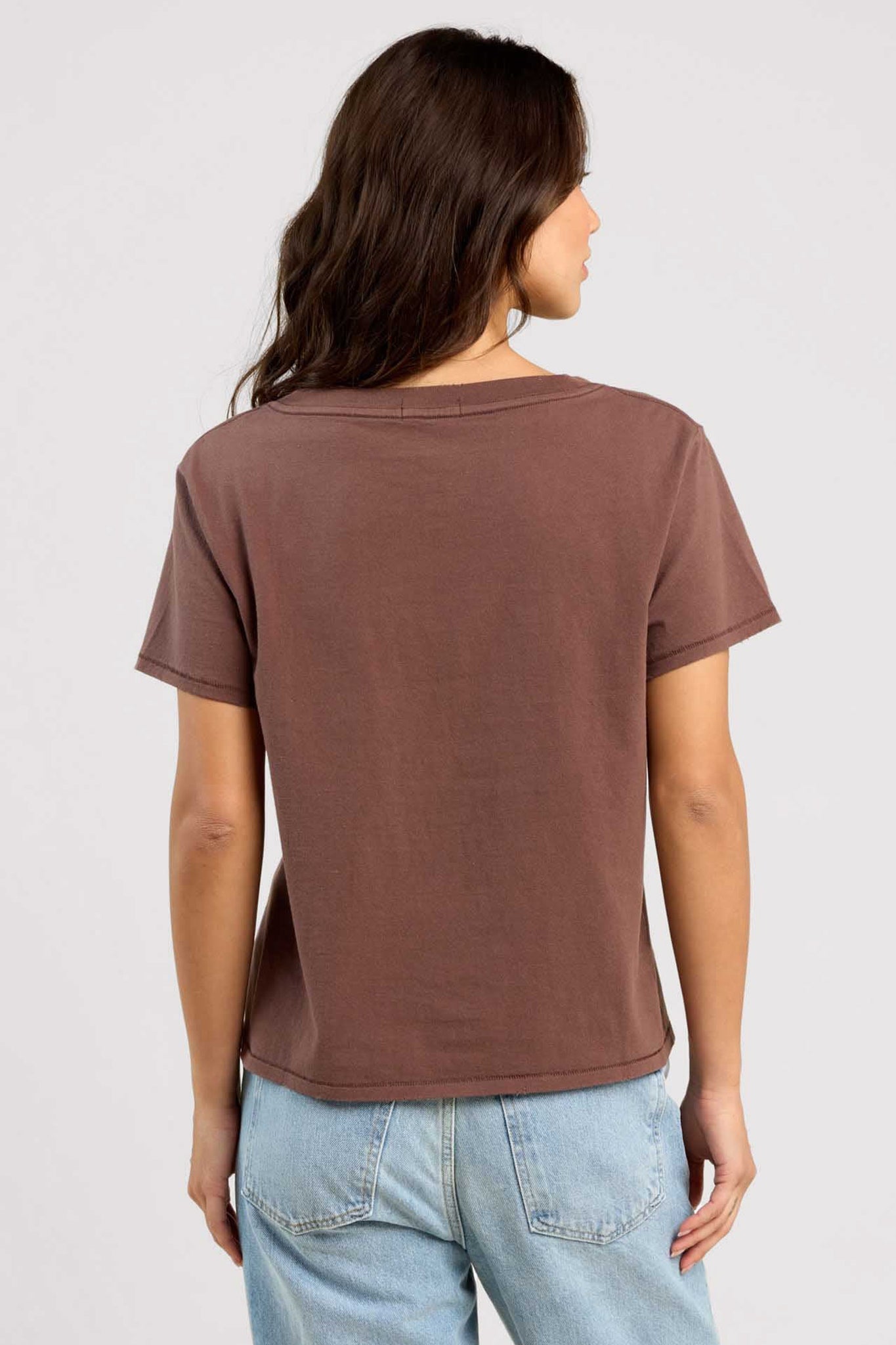 Vintage Cotton V-Neck Everyday T-Shirt | Coffee