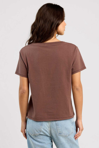 Vintage Cotton V-Neck Everyday T-Shirt | Coffee