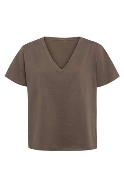 Vintage Cotton V-Neck Everyday T-Shirt | Mocha