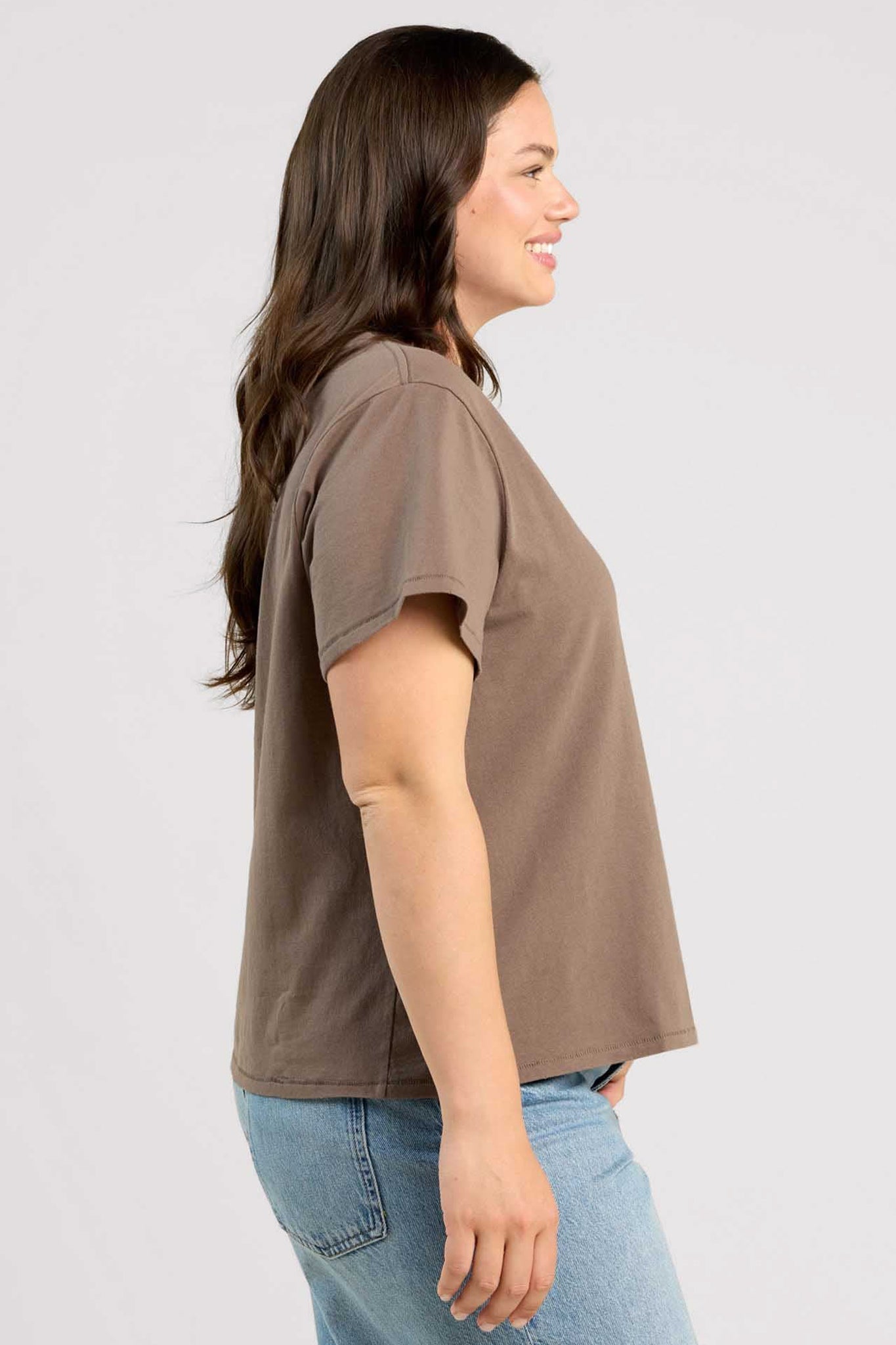 Vintage Cotton V-Neck Everyday T-Shirt | Mocha