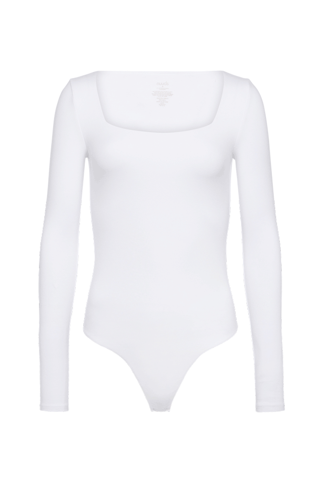 Cotton Stretch Long Sleeve Square Neck Bodysuit | White