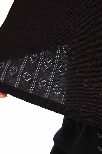 Heart Pointelle Pajama Tee | Black