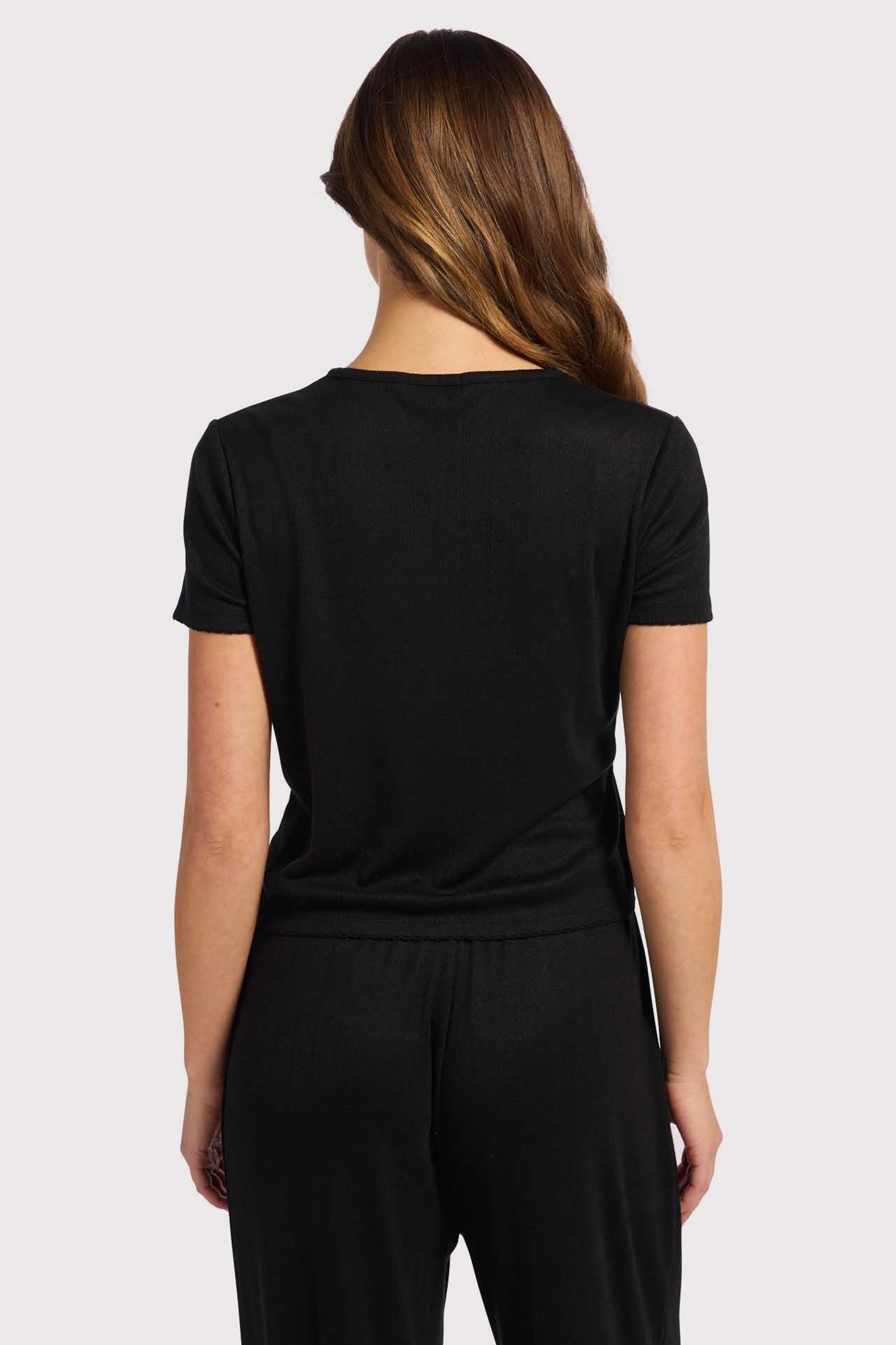 Heart Pointelle Pajama Tee | Black