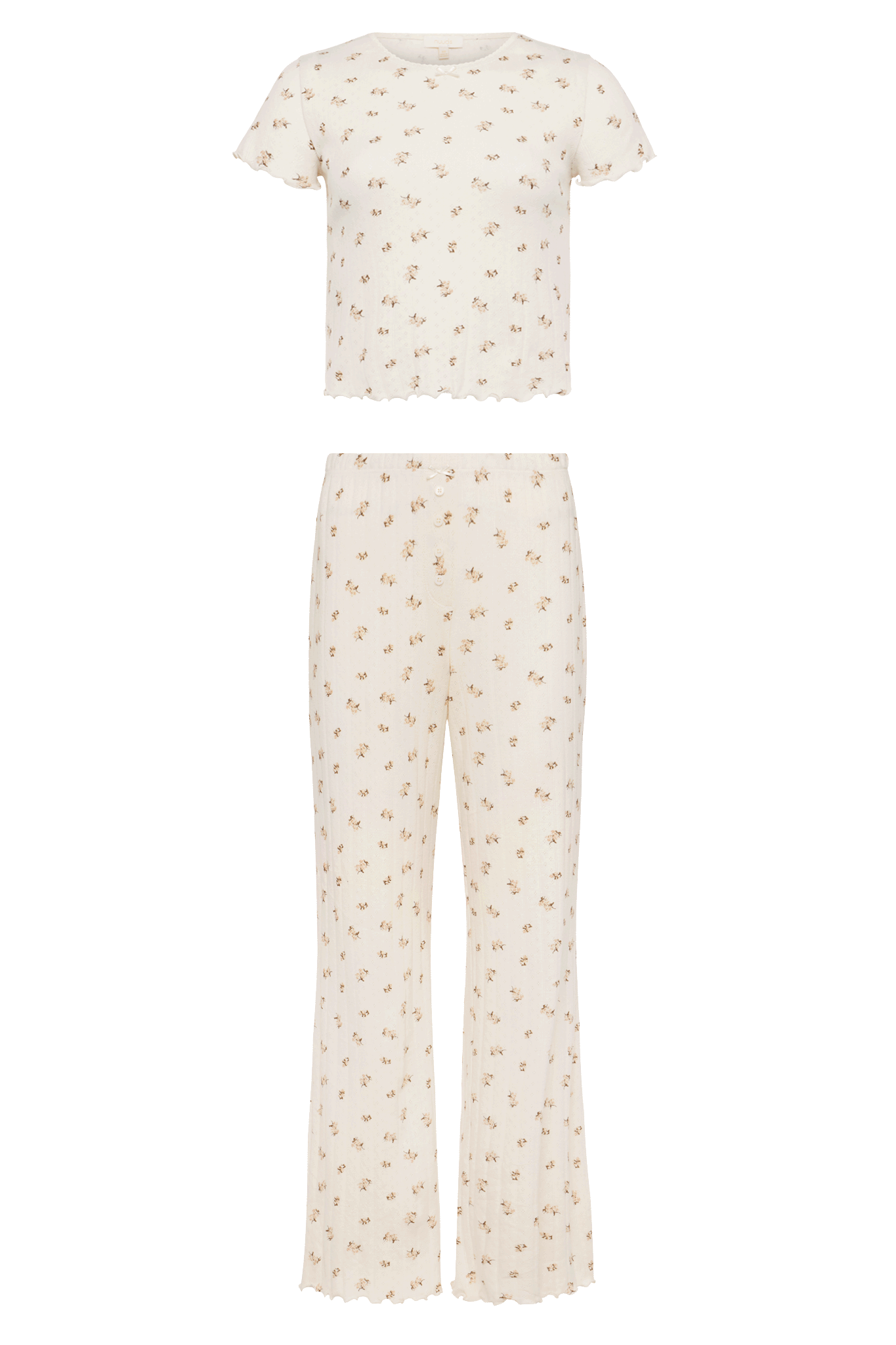 Pointelle Pajama Pant Set | Ditsy Pearl