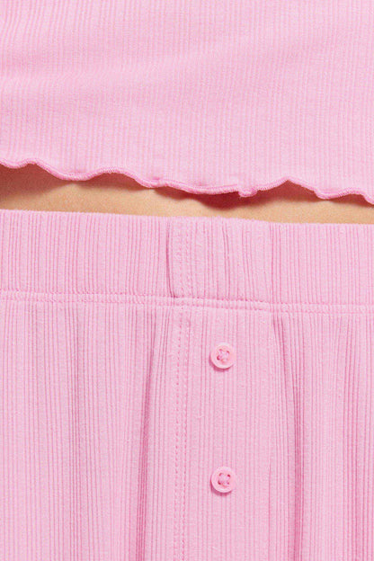 Mini Rib Pajama Set | Bubblegum Pink
