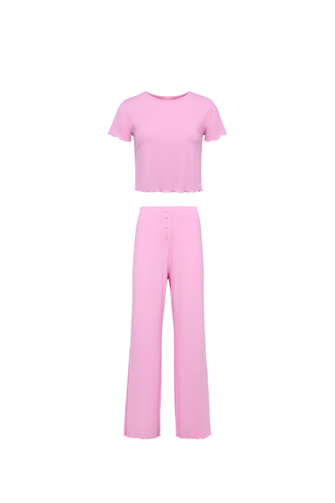 Mini Rib Pajama Set | Bubblegum Pink