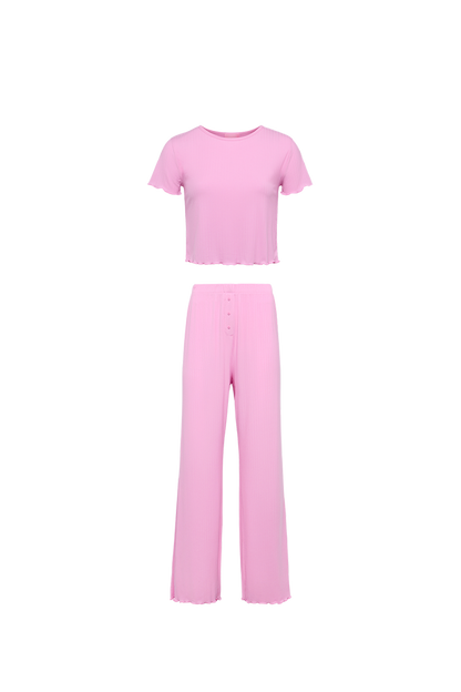 Mini Rib Pajama Set | Bubblegum Pink