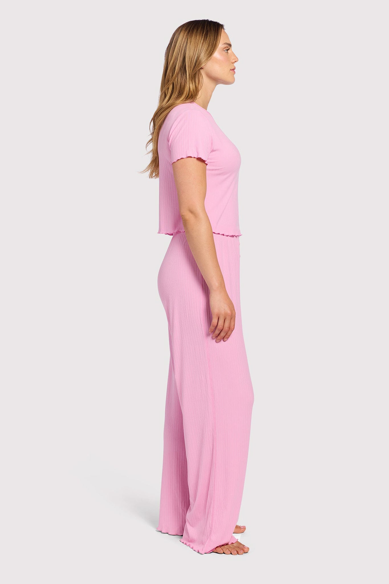 Mini Rib Pajama Set | Bubblegum Pink
