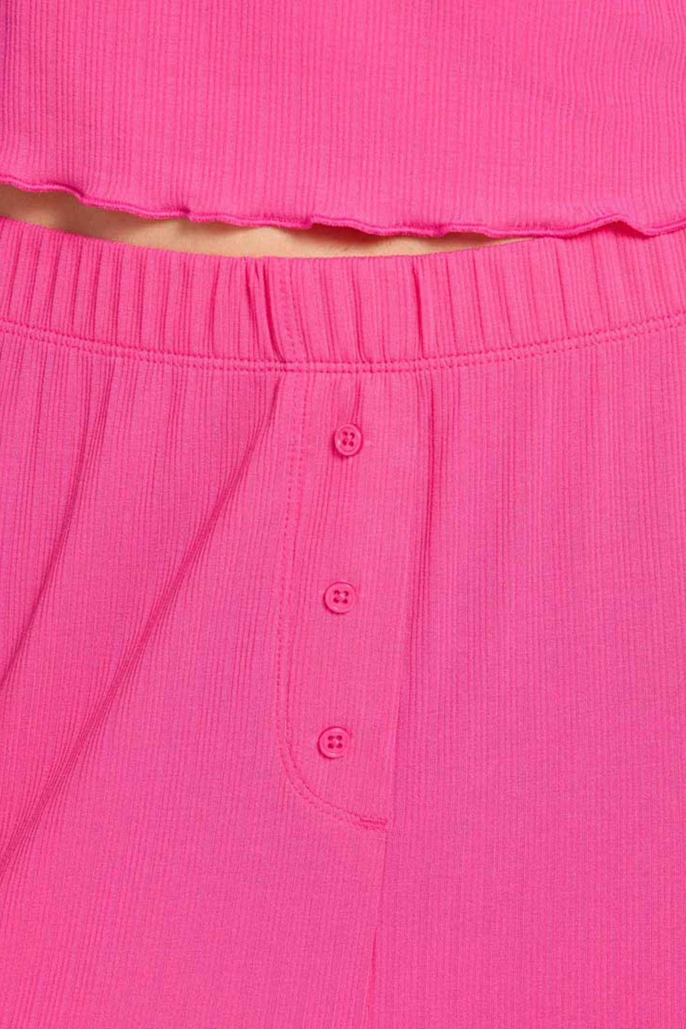 Mini Rib Pajama Set | Fuchsia