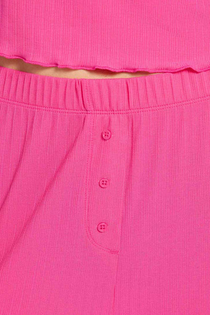 Mini Rib Pajama Set | Fuchsia