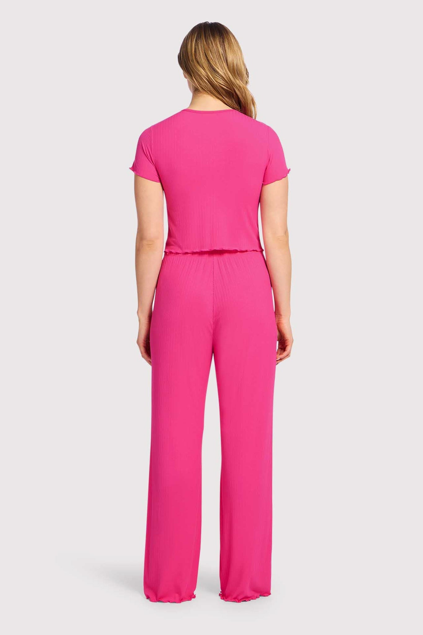 Mini Rib Pajama Set | Fuchsia