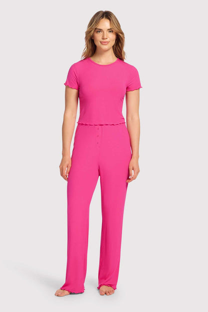 Mini Rib Pajama Set | Fuchsia