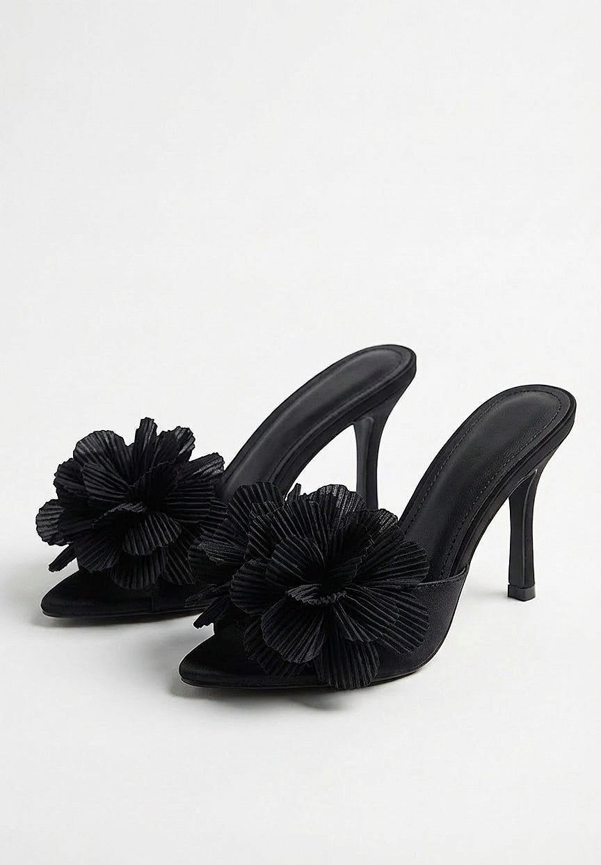 Flower Fantasy Black Stiletto Heels