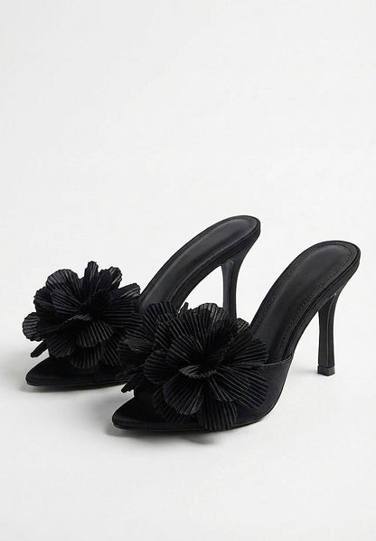 Flower Fantasy Black Stiletto Heels
