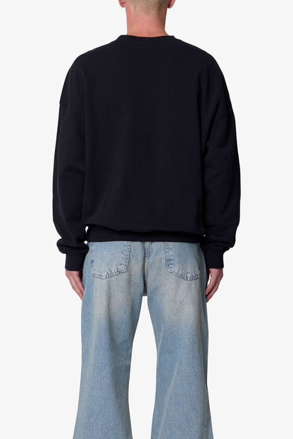 Heavy Basic Crewneck Sweater - Black