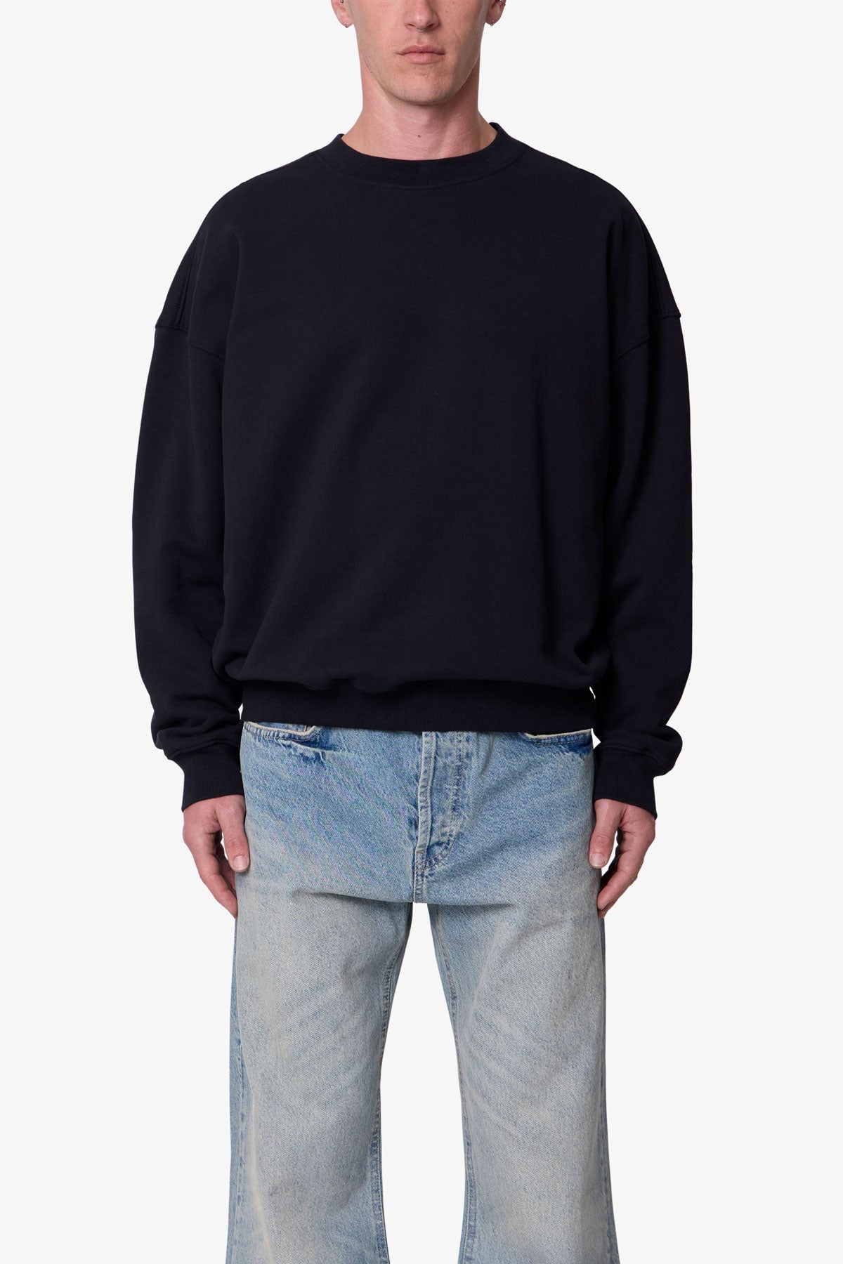 Heavy Basic Crewneck Sweater - Black