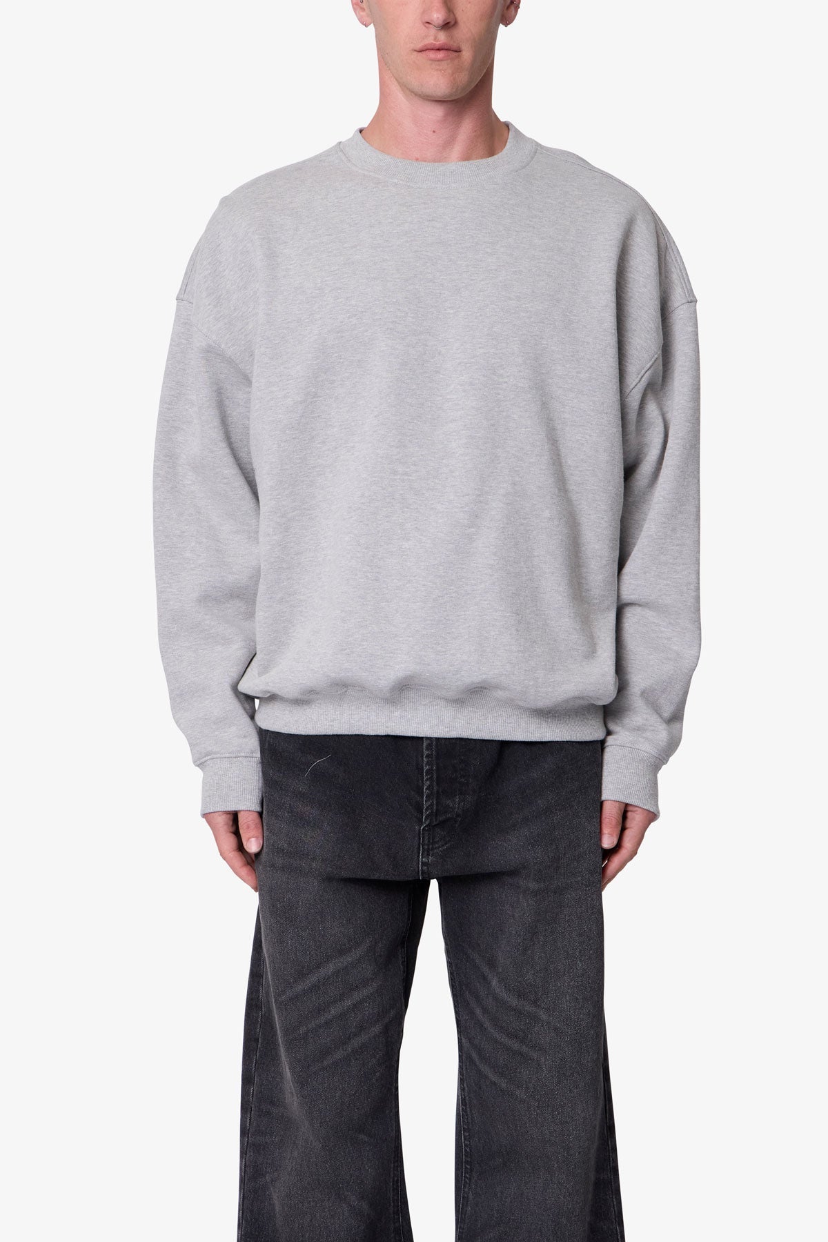 Heavy Basic Crewneck Sweater - Heather Grey
