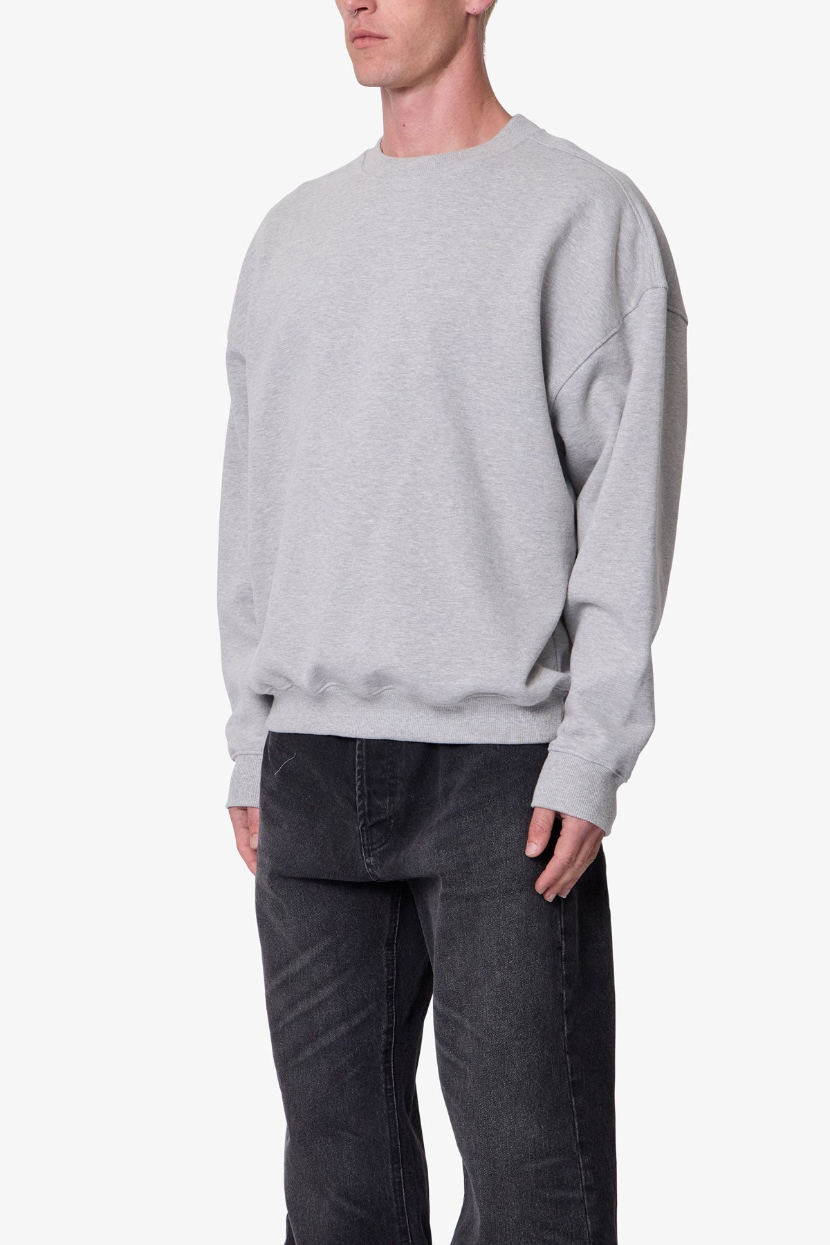 Heavy Basic Crewneck Sweater - Heather Grey