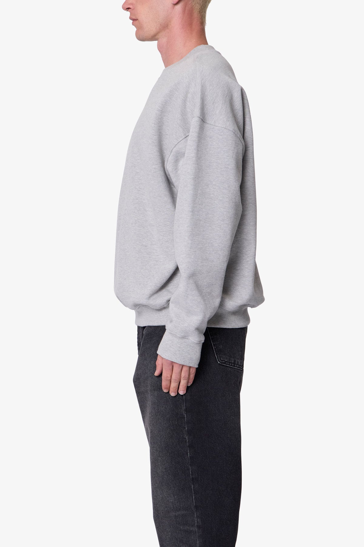 Heavy Basic Crewneck Sweater - Heather Grey