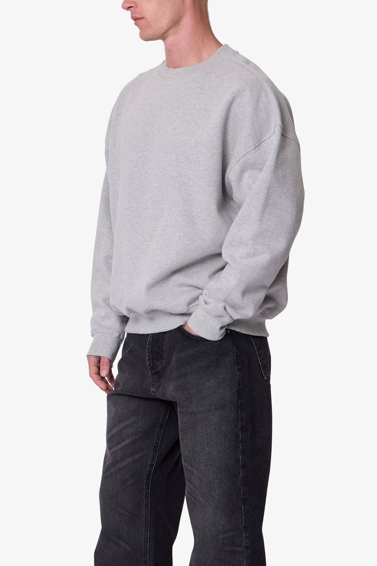 Heavy Basic Crewneck Sweater - Heather Grey