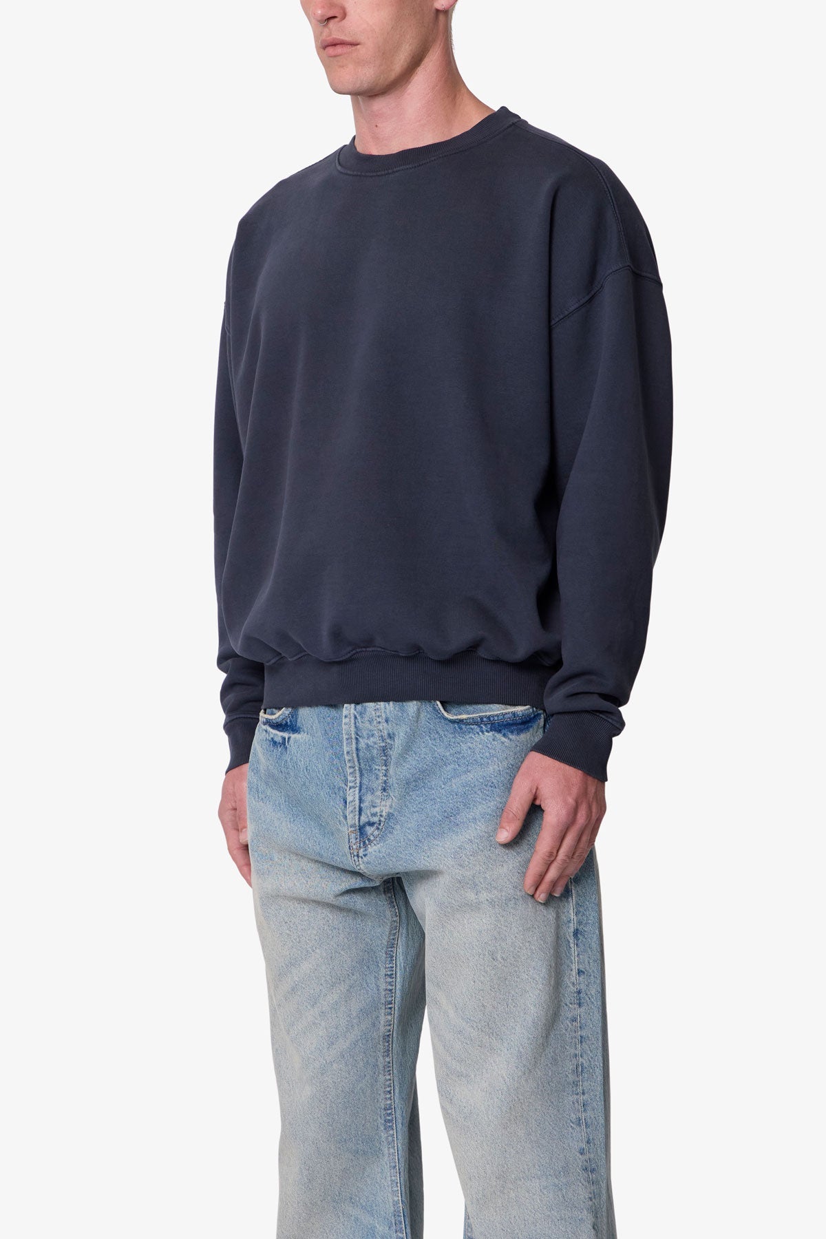 Heavy Basic Crewneck Sweater - Washed Black