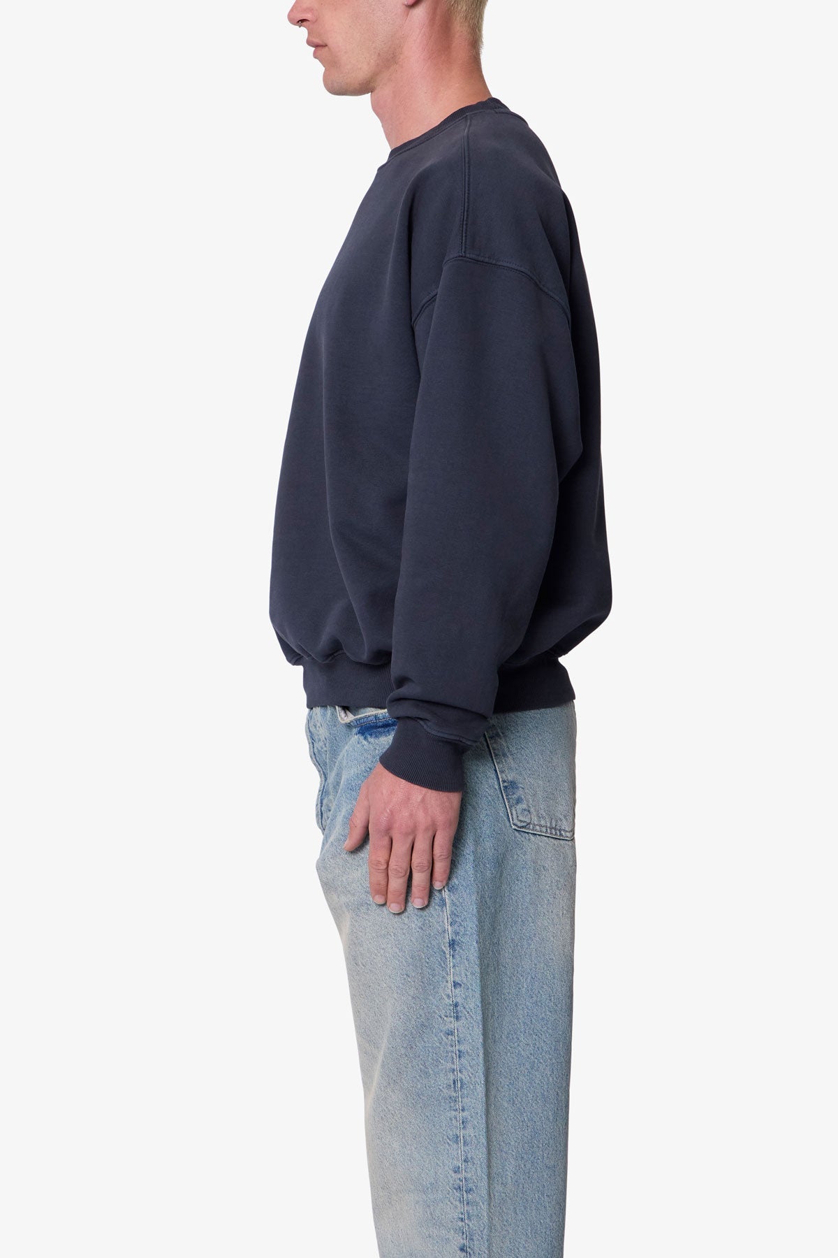 Heavy Basic Crewneck Sweater - Washed Black