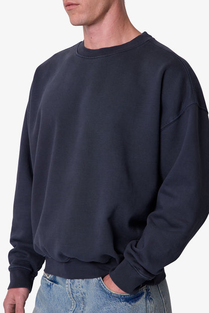 Heavy Basic Crewneck Sweater - Washed Black