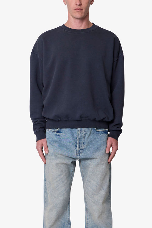 Heavy Basic Crewneck Sweater - Washed Black