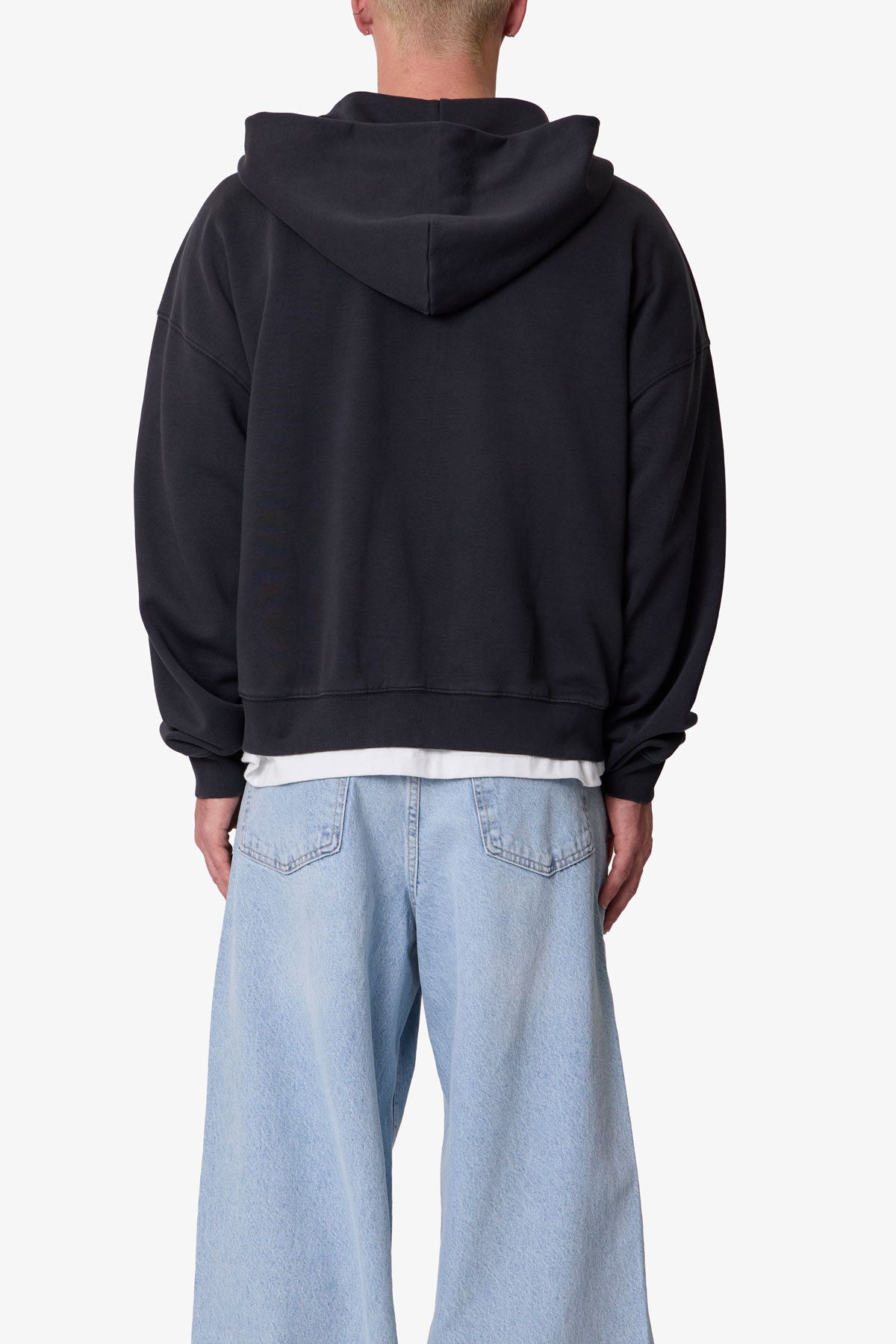 Heavy Basic Zip Up Hoodie - Washed Black