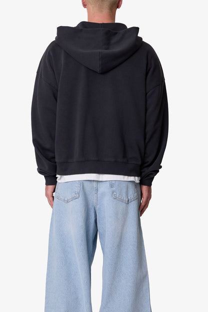 Heavy Basic Zip Up Hoodie - Washed Black