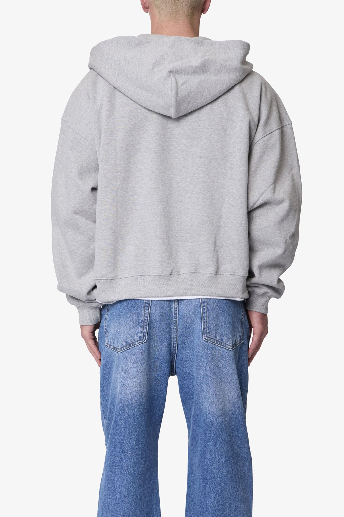 Heavy Basic Zip Up Hoodie - Heather Grey