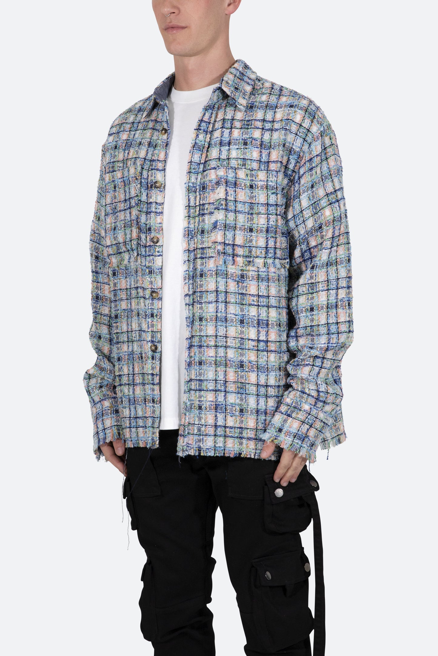Heavyweight Raw Edge Flannel - Blue/White