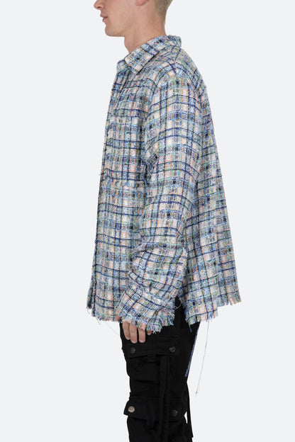 Heavyweight Raw Edge Flannel - Blue/White