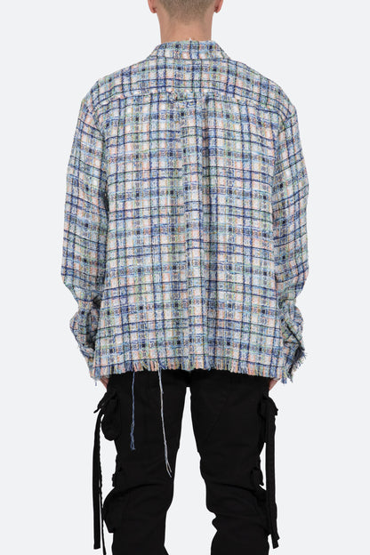 Heavyweight Raw Edge Flannel - Blue/White