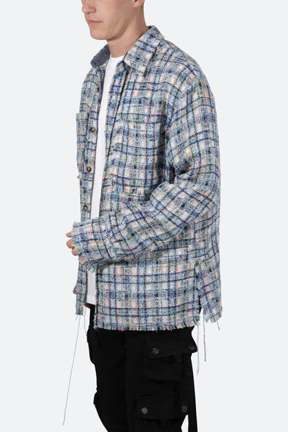 Heavyweight Raw Edge Flannel - Blue/White