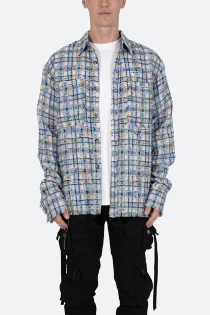 Heavyweight Raw Edge Flannel - Blue/White