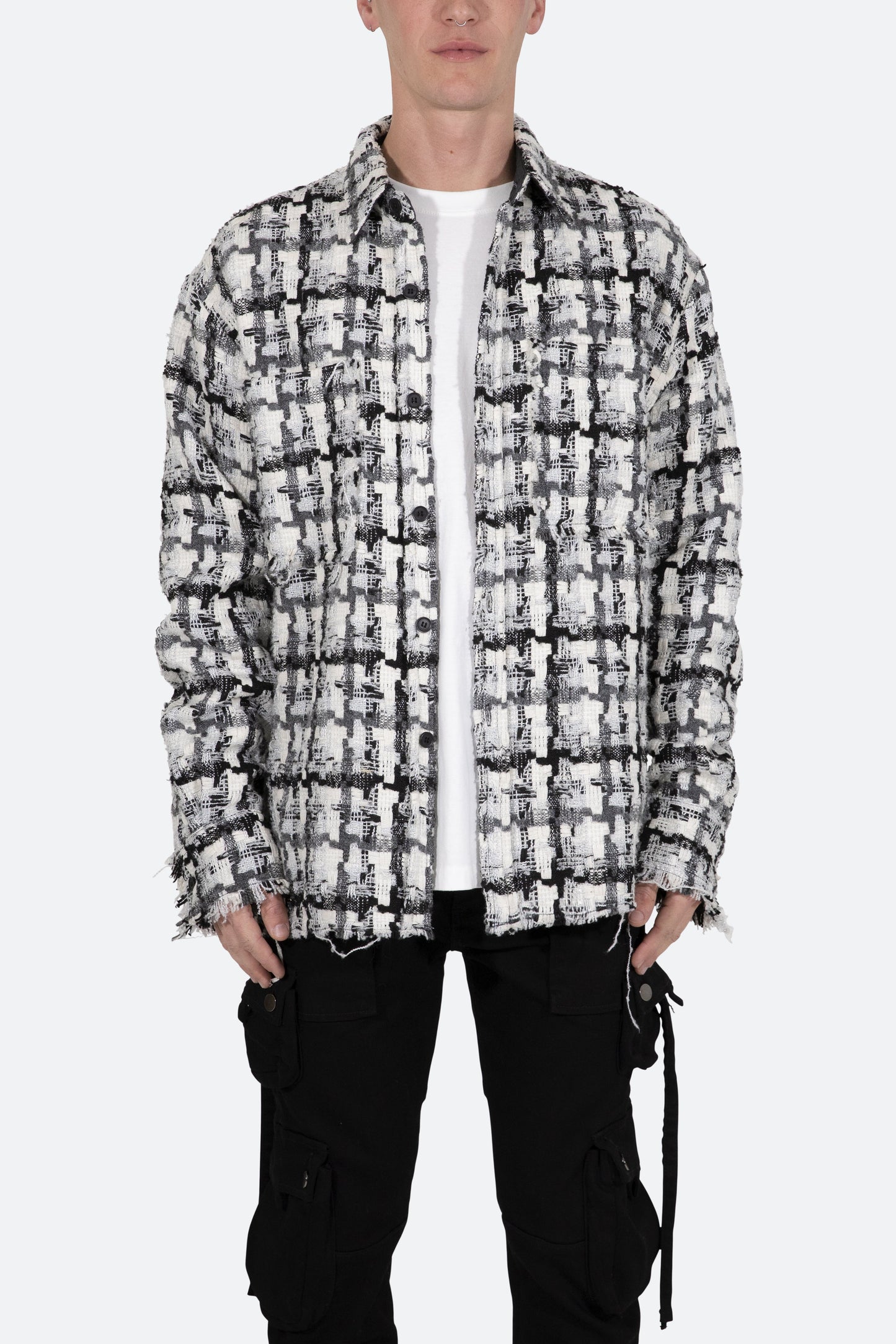 Heavyweight Raw Edge Flannel - Grey/White