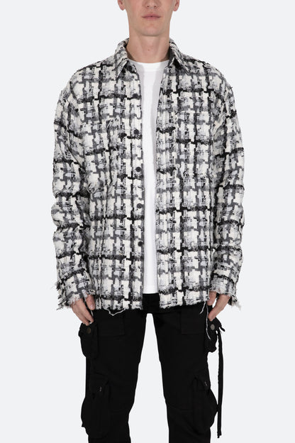 Heavyweight Raw Edge Flannel - Grey/White