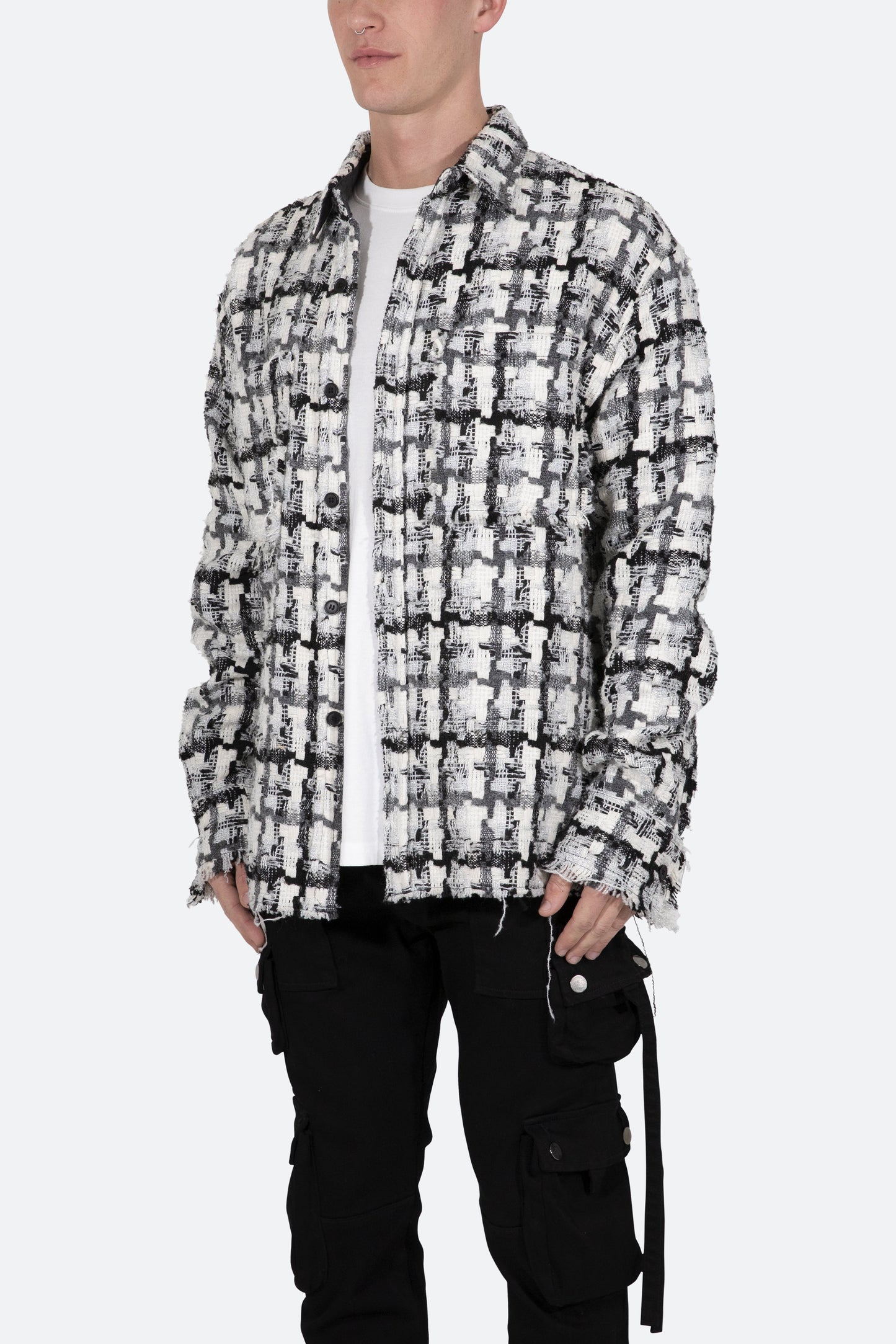 Heavyweight Raw Edge Flannel - Grey/White