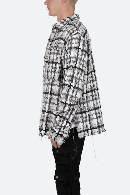 Heavyweight Raw Edge Flannel - Grey/White