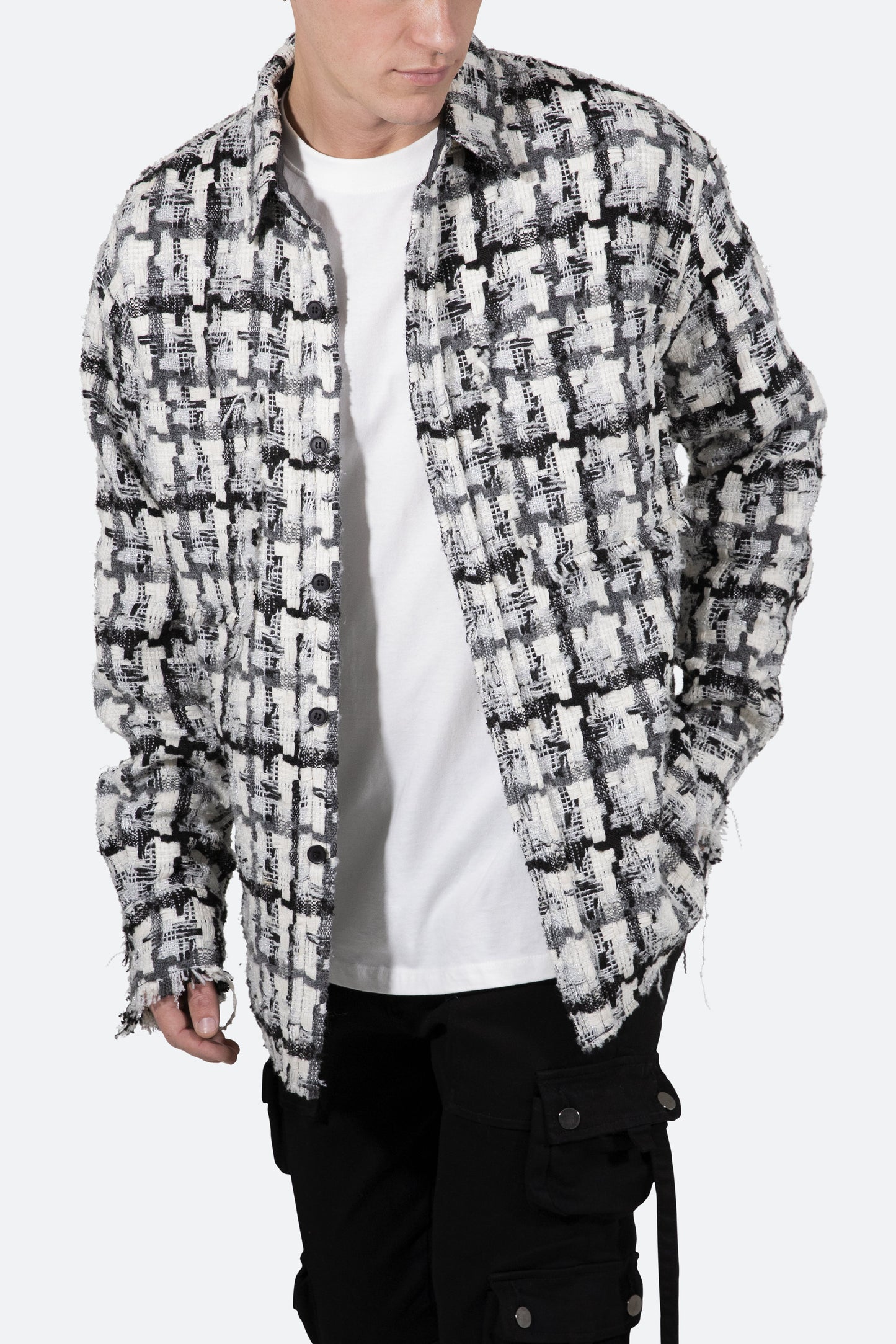 Heavyweight Raw Edge Flannel - Grey/White
