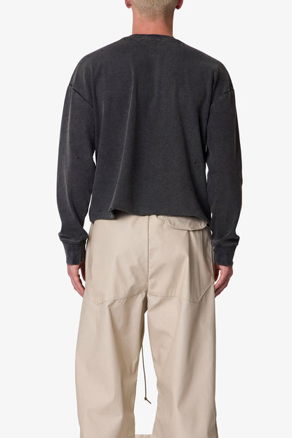 Henley L/S Tee - Washed Black