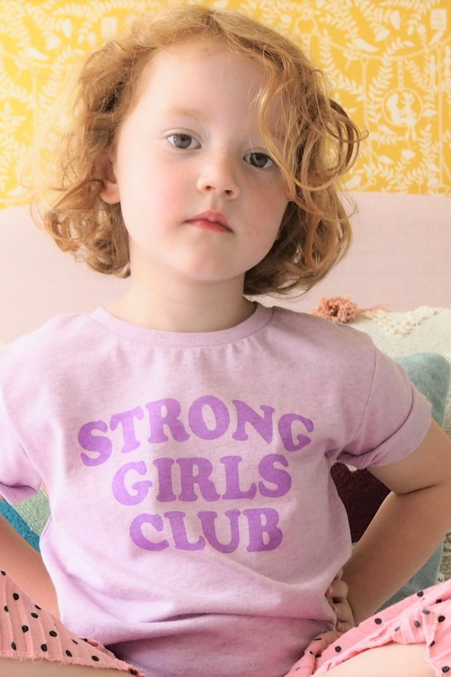 Strong Little Girls Club Slogan TShirt - Lilac