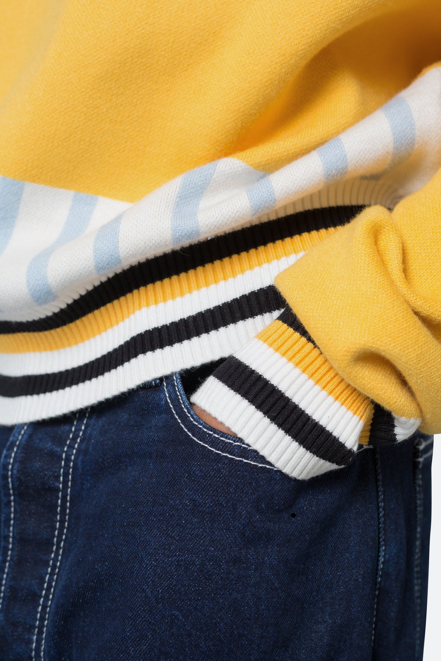 Knit Stripe L/S Polo - Blue/Yellow