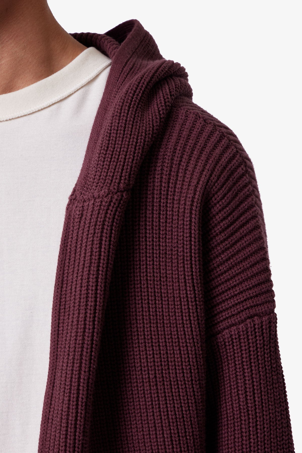 Knit Zip Up Hoodie - Burgundy
